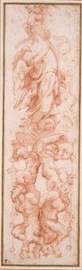 Grotesk dekoration för revbenet på ett valv (röd krita på vitt papper) av (c.1489 1534) Correggio