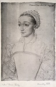 Marguerite de France (1523-74) (penna på papper) av (studio of) Clouet
