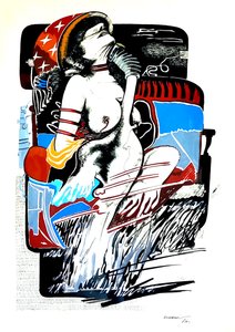G. C. Riccardi, Leda med svanen, 1974, Tinte auf Papier, 50x70, Italien.