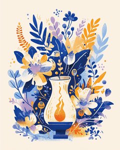 Söt Retro Floral Ghost heminredning med estetiska Boho väggkonsttryck av F. Abderrahim