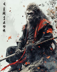 Illustration av samurajapa : på begäran väggkonsttryck  dekorativa Poster av F. Abderrahim