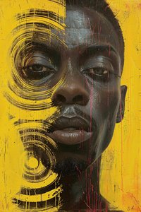 Minimalistisk abstrakt sci fi gritty Surrealism svart man ansikte online canvas prints av F. Abderrahim
