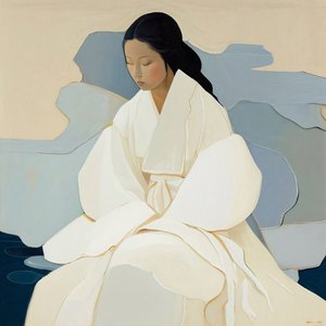 En koreansk målning, en kvinna som bär en traditionell Hanbok, väggdekor till salu av F. Abderrahim