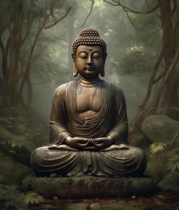 En andlig buddhistisk dekoration, fridfull meditation, väggkonsttryck på begäran av F. Abderrahim