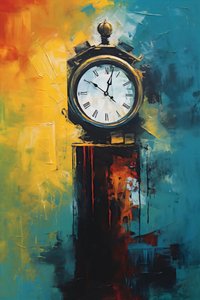 Abstrakt klocktorn oljemålning, canvas konsttryck, moderna väggdekorationsidéer av F. Abderrahim