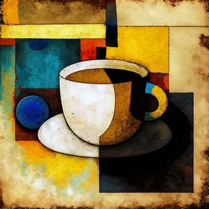 Kaffemålning i Kazimirs stil, canvastryck på begäran av F. Abderrahim