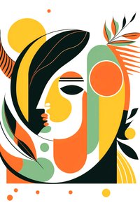 Minimal abstrakt, Boho linjer och former, picassostil, canvas tryck på begäran av F. Abderrahim