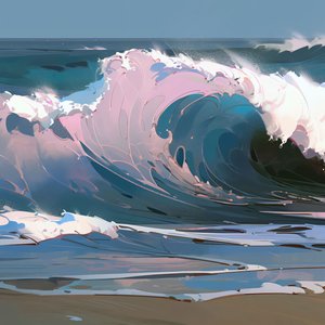 Ocean Beach Vackra vågor och vatten, väggdekoration för sovrum av F. Abderrahim