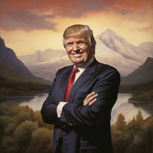Donald trump målning porträtt, Väggdekoration du kommer att älska | tryck på begäran av F. Abderrahim