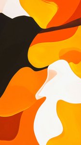 Abstrakt orange målning, Väggdekoration för rum, väggdekorationstryck av F. Abderrahim