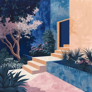 Minimalistisk trädgård i vibrerande enkelhet, canvas med tryck online av F. Abderrahim