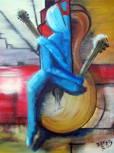 Kvinna med gitarr