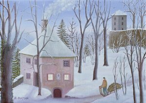 Mönchsberg Gasse 13 på vintern av Regine Dapra