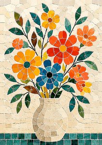 Blomsterharmoni i mosaik