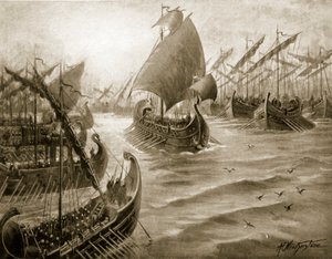 Cimon tar kommandot över den grekiska flottan, illustration från 