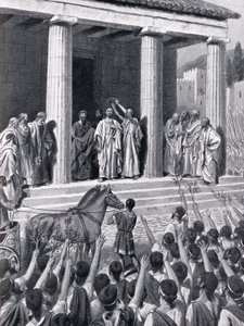 Themistokles hedrad i Sparta, illustration från "Hutchinson