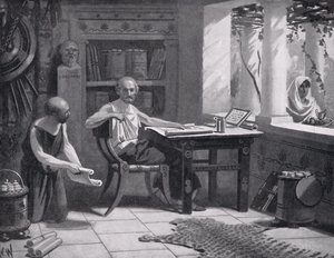 Xenofon dikterar sin historia, illustration från "Hutchinson