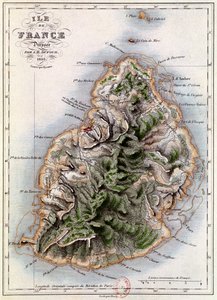 Karta över Mauritius, illustration från 