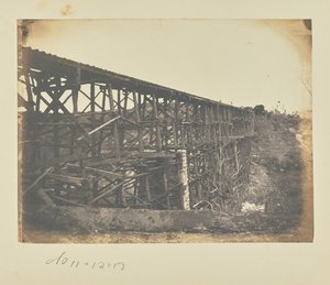 Military Railroad Bridge över Potomac Creek, på Fredericksburg Railroad av A.J. Russell