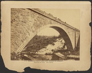 Nr 302. Perspektivvy Union Arch, Washington Aqueduct Byggd av General M.C. Meigs, spännvidd 220 fot. [Mars 1864].