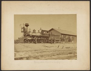Wyoming Station Engine 23 på huvudspåret [Wyoming]. av A.J. Russell