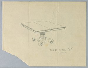 Design för ett matbord "C" av mahogny av A.N. Davenport Co.