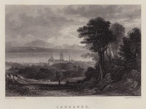 Lausanne (färg litho) av A.V. Copley (after) Fielding