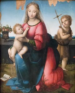 Madonna och barn med den unge St John, Andrea Piccinelli känd som il Brescianino (olja på panel) av A. (1485 c.1525) Piccinelli