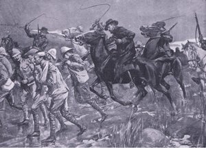 De Wets behandling av brittiska krigsfångar på marschen, illustration från After Pretoria: The Guerilla War, 1902