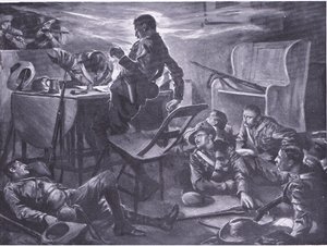 Mordet på två män från Comptons Horse när de skrev hem brev, illustration från After Pretoria: The Guerilla War, 1902