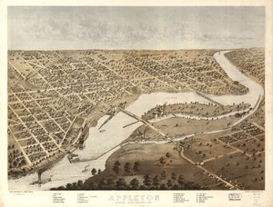 Appleton, Outagamie County, Wisconsin 1867. LOC 73694533 av A.; Chicago Lithographing Co. Ruger