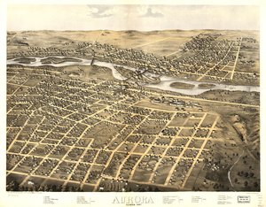 Aurora, Illinois 1867. LOC 73693341 av A.; Chicago Lithographing Co. Ruger