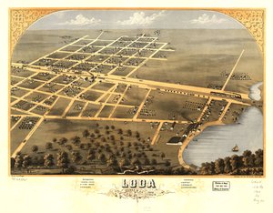 Fågelperspektiv över Loda, Iroquois Co, Illinois 1869. LOC 73693361
