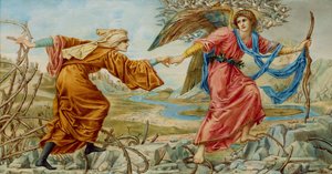 Love Leading the Pilgrim efter Sir E. C. Burne-Jones, 1894 (olja på elfenben)