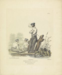 Soldat i barackuniform, 1820-1825 holländskt infanteri. Soldat i Kaserne-dräkt (titel på objekt) Militära dräkter av kungariket Nederländerna. Tillägnad Hans Excellence Willem van Bylandt (serietitel på objekt)