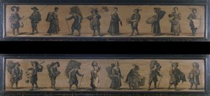 Les Cris de Paris, år 1634 (olja på trä) av A. Doy