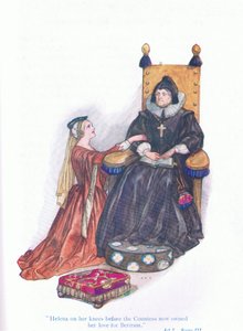 Helena på knä innan grevinnan nu ägde sin kärlek till Bertram (All