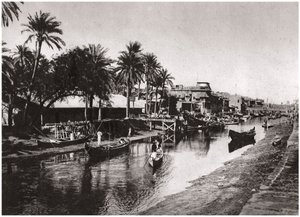 Ashar Creek som leder till Shatt al-Arab, Basra, Irak, 1925.