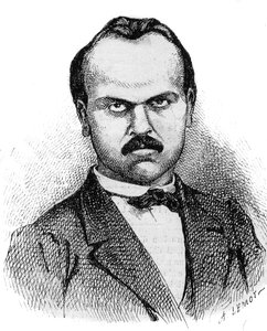 Porträtt av Louis Noir (1837-1901) fransk författare - gravyr av Lemot från 1870