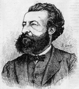 Porträtt av Ulrich de Fonvielle (1833-1911), fransk journalist och literator - Gravyr av Lemot från 1870
