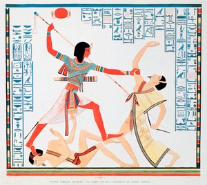 Andra scenen på den södra väggen av det inre av det stora templet i Abu Simbel, 1888 av A Racinet