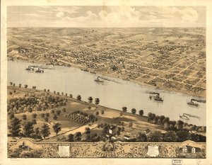 Fågelperspektiv över Jefferson City, huvudstad i Missouri 1869. LOC 73693479 av A. Ruger