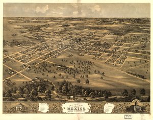Fågelperspektiv över staden Mexico, Audrian Co, Missouri 1869. LOC 73693484