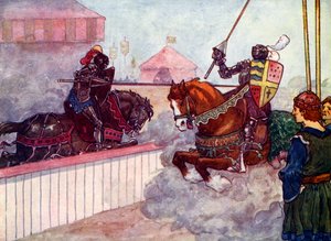 Greven red om och om igen på Edward tills hans lans splittrades i hans hand, c1270, 1905.