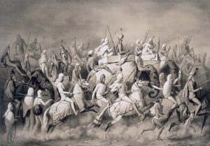Chir Singh, Maharajah av sikherna och kung av Punjab med sitt följe på jakt nära Lahore, 1859