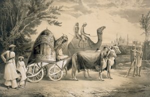 Harem Carriage of the King of Delhi, från "Voyages in India", pub. av Smith, Elder und Co., 1858