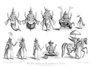 Vishnus tio avatarer eller inkarnationer. av A. Thom
