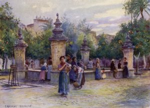 Cordova, Patio de los Naranjos (litho i färg)