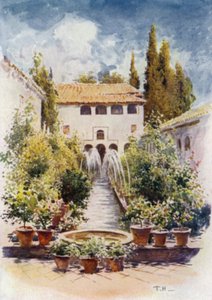 Generalife, Acequia Court (färg litho)