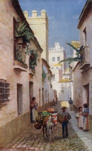 Sevilla, A Street (färg litho)